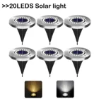 Уличный садовый подземный фонарик на солнечной батарее, точесветильник ильник для украшения сада, 20 светодиодов