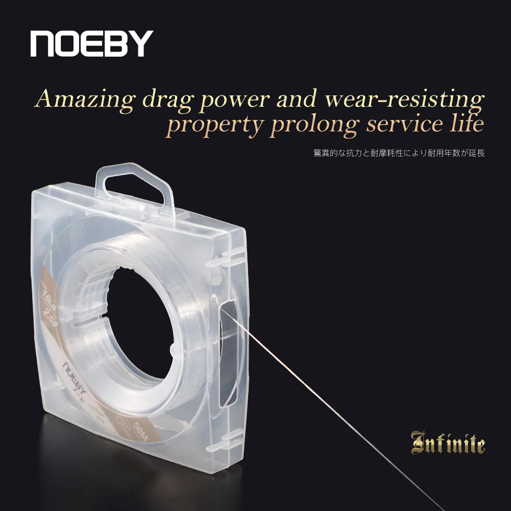 Noeby Carbon Leader Fishing Line 150m 50m 6lb-65lb 100% Monofilament Fiber Wire Fluorocarbon Line Saltwater Fishing Line Tackle