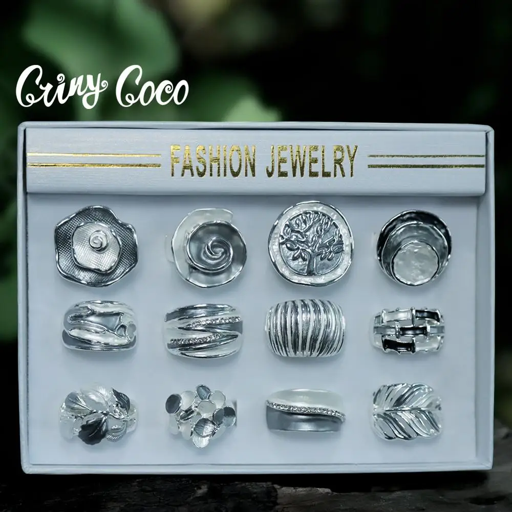 Женский комплект колец с эмалью Cring Coco набор регулируемых геометрическим