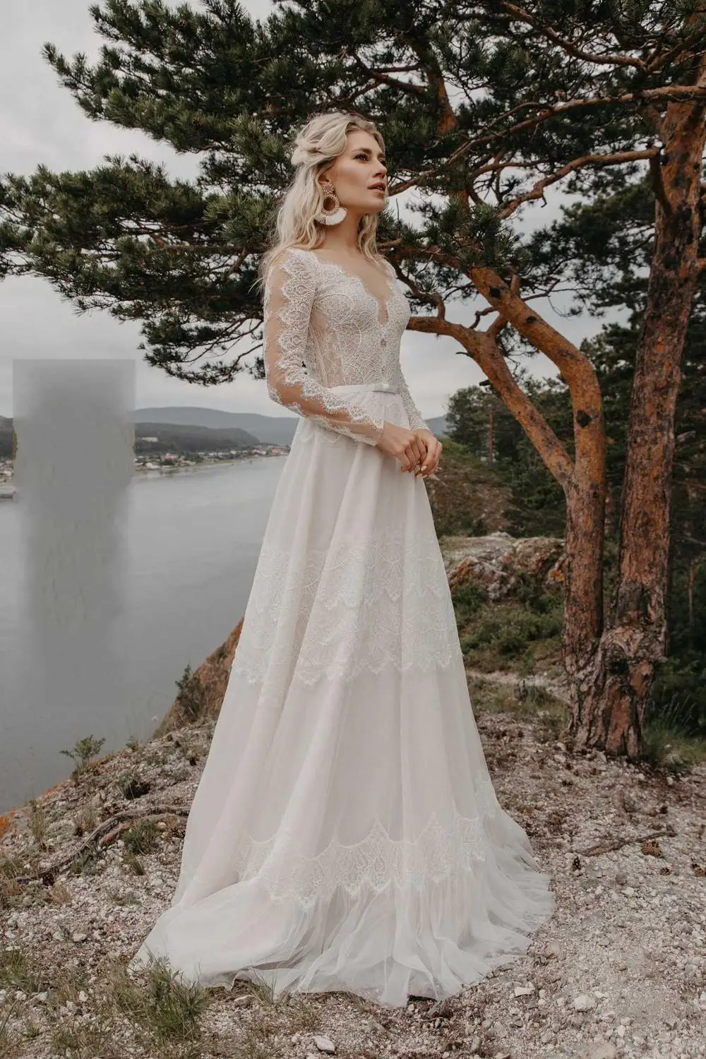 2020 богемное кружевное свадебное платье с длинным рукавом элегантное пляжное в