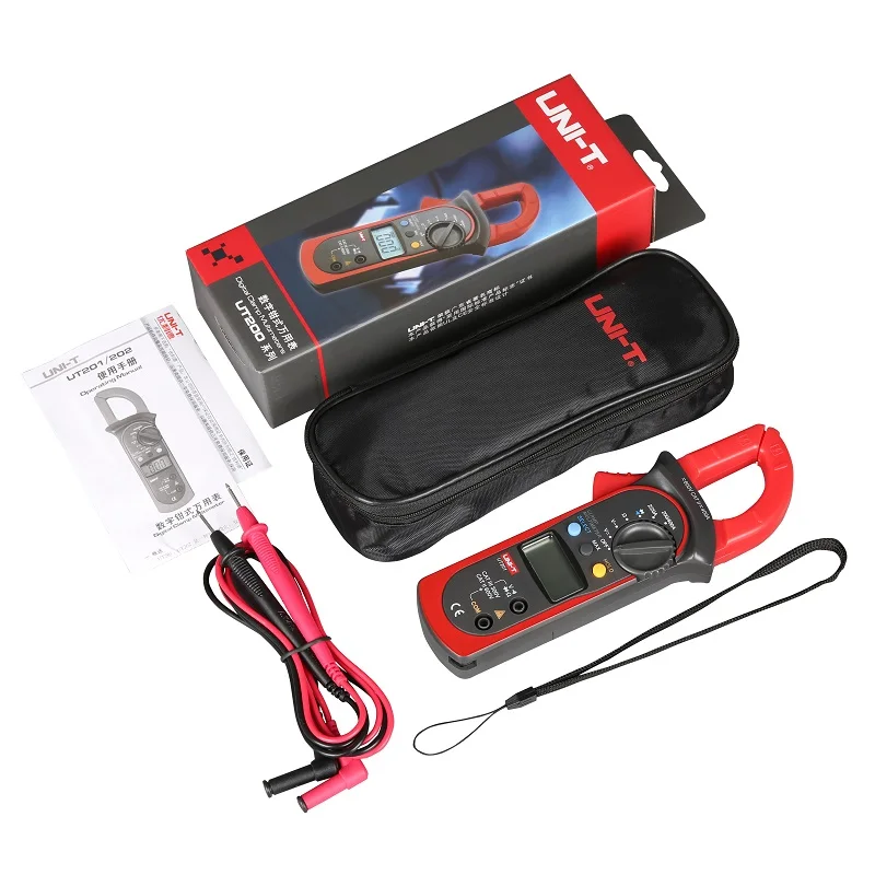 UNI-T UT201 UT202 UT202A UT203 UT204 UT204A AC DC Цифровые клещи с тестом температуры Авто Диапазон 600 В напряжение мультиметр