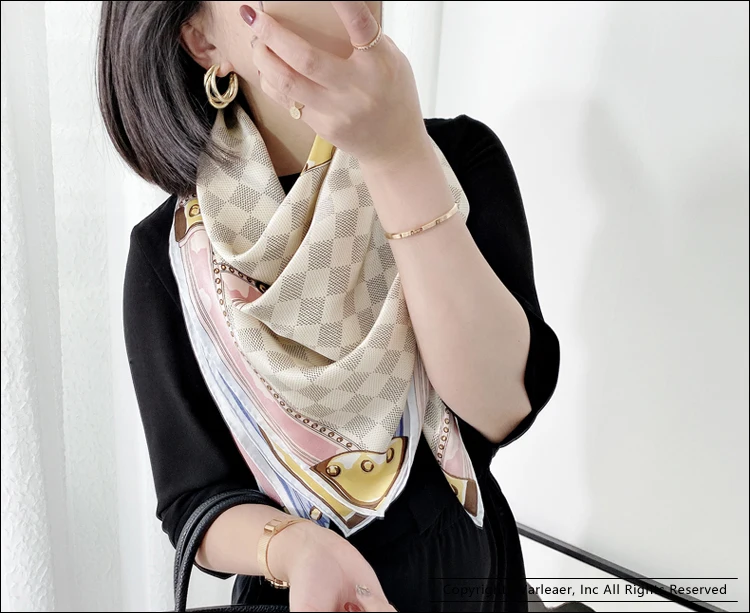 100 Pure Mulberry Silk Scarf Luxury Brand Designer Square Twill Scarfs Hand Rolled Natural Mulberry Gg Shawls Bandannas 110CM