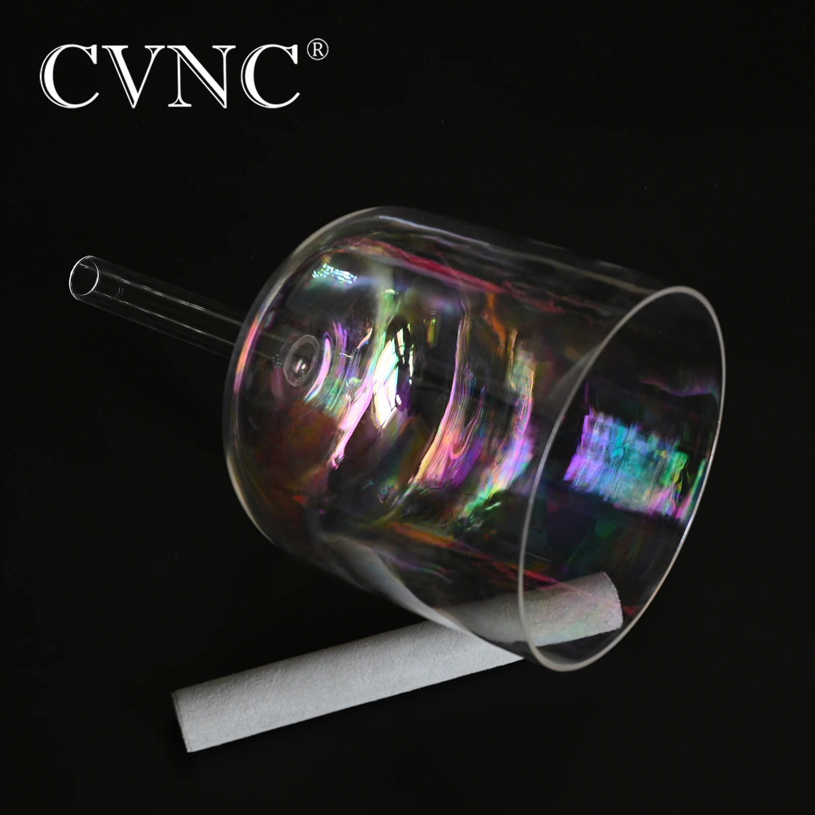 CVNC 6" Cosmic Light Hollow Handle Clear Note C Chakra Root Color Crystal Singing Bowl