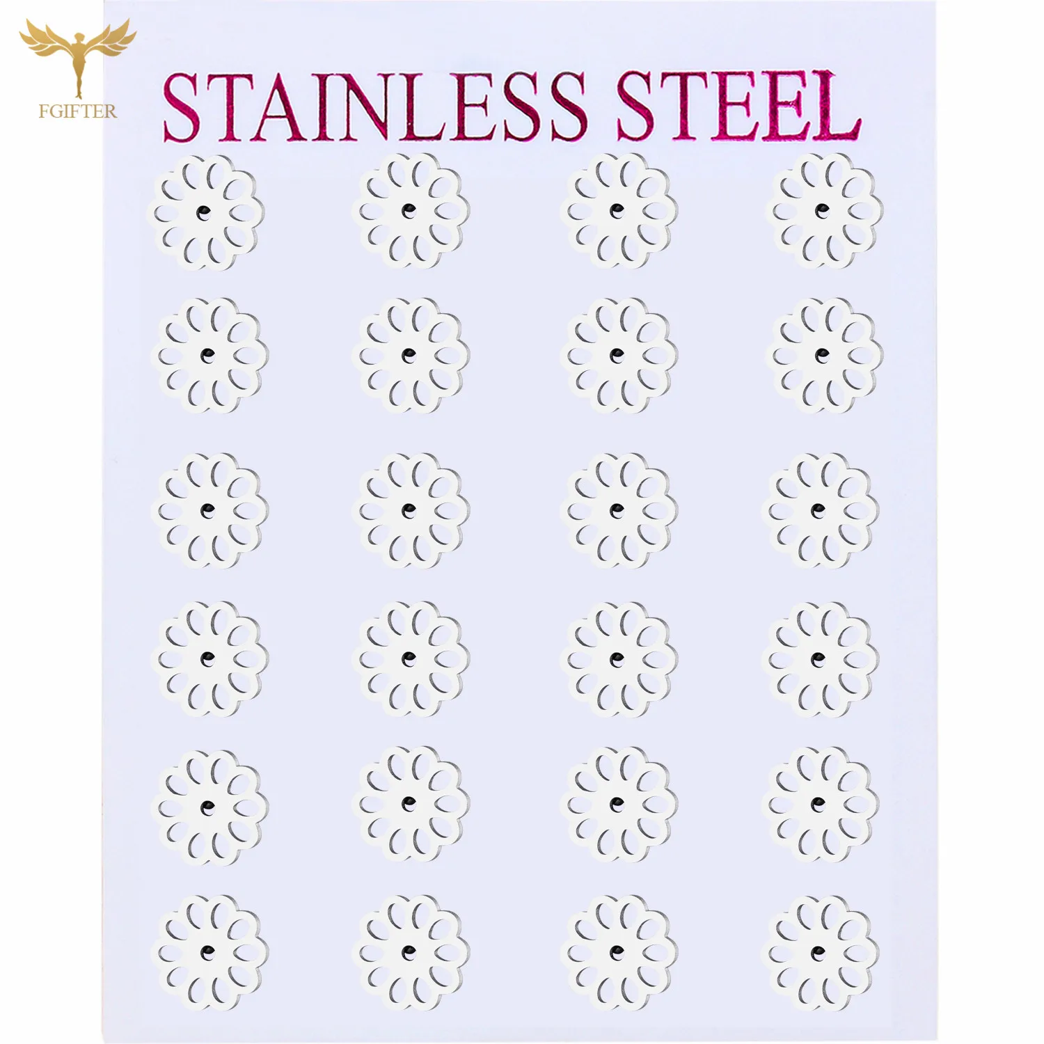 

Fresh Korean Earrings Beatiful Flower Style Stud Earrings for Women Girls Stainless Steel Jewelry Set Wholesale 12 Pairs Lot