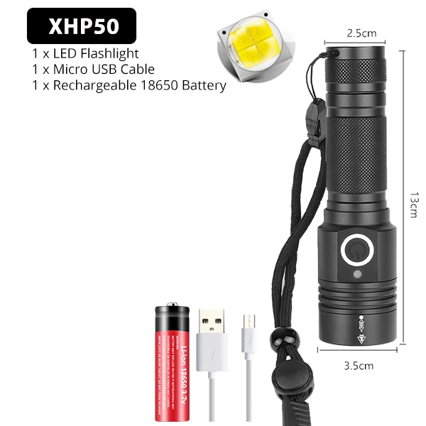 Package B Наибольшая мощность светодиодный светильник-вспышка ультра яркий xhp50.2 светодиодный фонарь USB Перезаряжаемый светильник-вспышка масштабируемый светодиодный светильник-вспышка с батареей 18650 - Испускаемый цвет: Package B