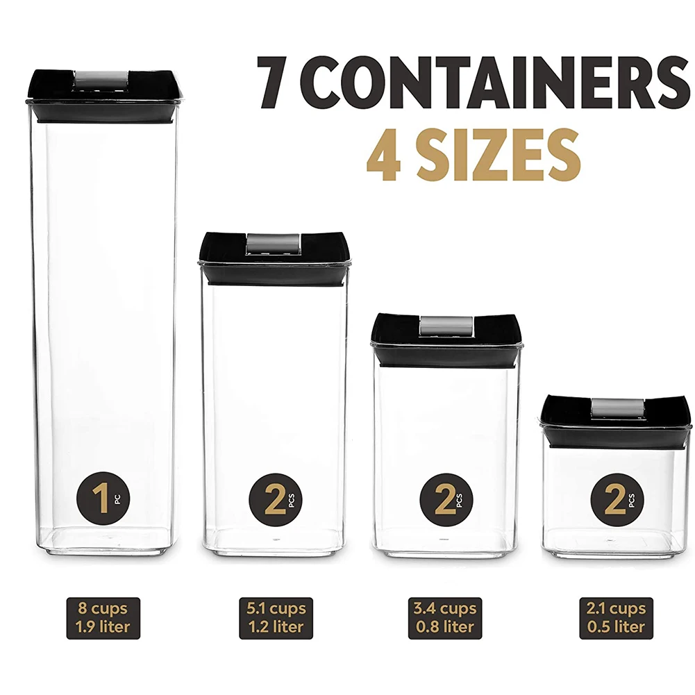 

7Pcs/Set Square Airtight Food Storage Containers Pantry Organization Sealed Jars