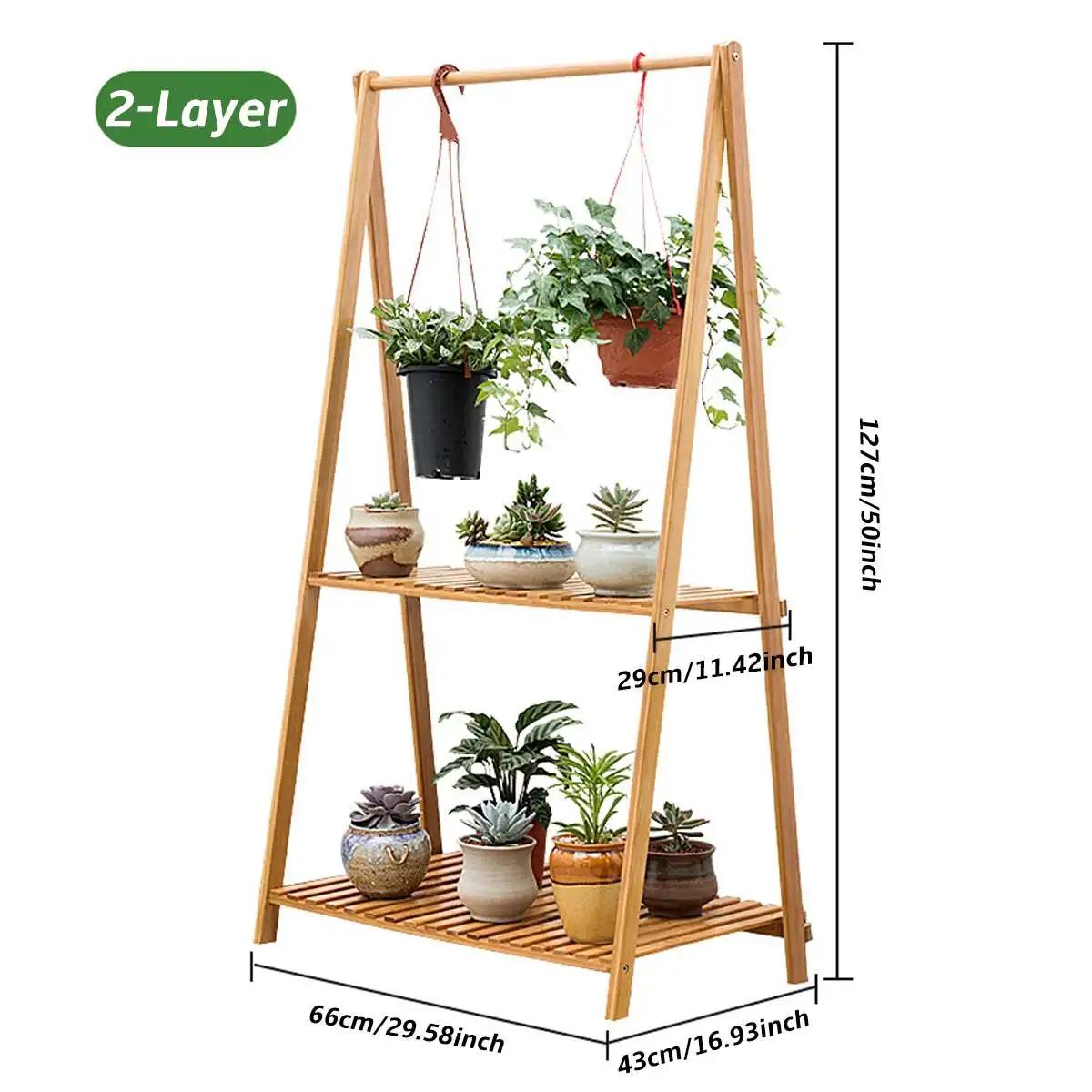 

1/2 Layers Wooden Plant Shelves Flower Stand Plant Display Flower Pot Shelf Outdoor Indoor Balcony Garden Living Decoration