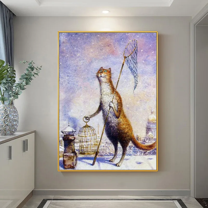 

Watercolor Cat Canvas Painting Animal Poster Wall Art for Living Room Decoration Home Decor Paintings for Interior Picture