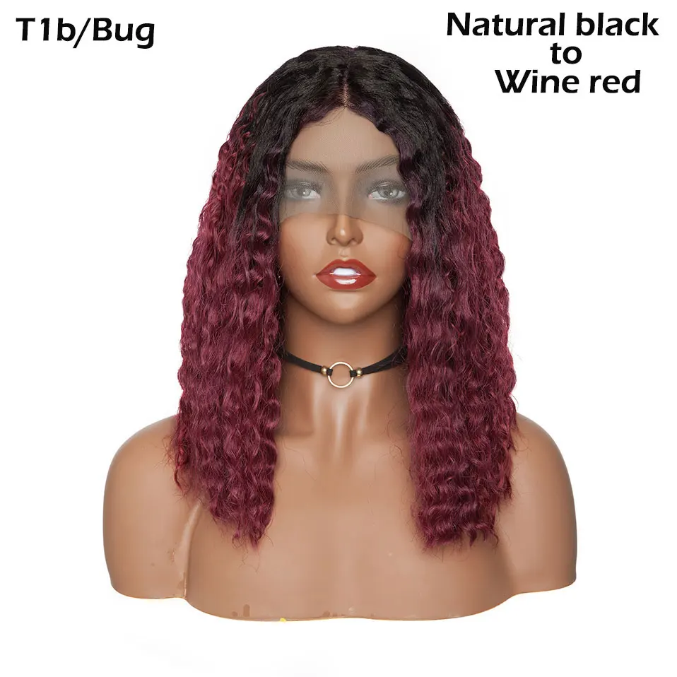 T1B-bug S-noilite, 14 дюймов, кудрявый блондин, парик на кружеве, глубокая часть, 4*0,6, бразильские волосы, парик, синтетический короткий Боб, парик на кружеве - Цвет: T1B-bug