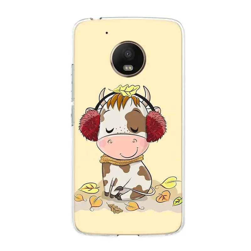

Cute Little Cow Cartoon Case For Motorola Moto G7 G8 G6 G5S G5 E6 E5 E4 Plus Power G4 Play X4 One Action EU Coque Phone Cover Sh