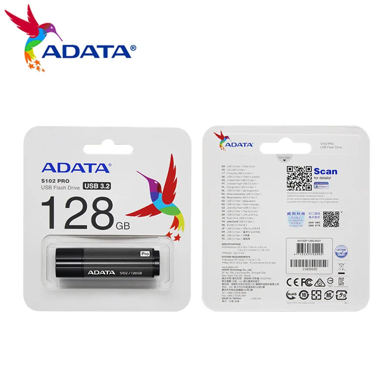 USB-- ADATA USB 3, 2 Gen 1, 16/32/64/128/256 , S102 Pro