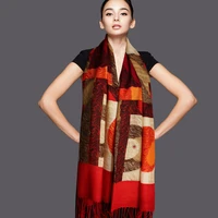 chinese hand embassy scarf womens long wool scarf red bib shawl color matching fashion towel gift artwork