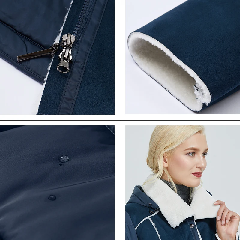 Женская зимняя куртка Astrid однотонная кожаная парка размера плюс AM 2082 2019|Женские