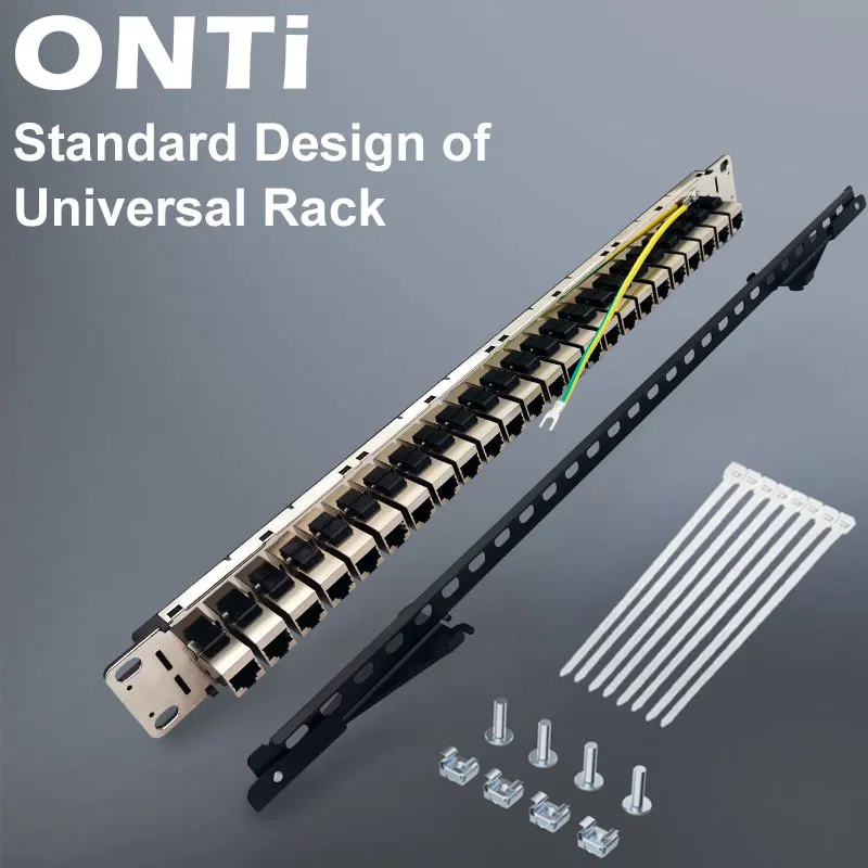 ONTi 24 порта 1U CAT6 RJ45 экранированная сквозная Соединительная панель Keystone Jack 19 дюймов
