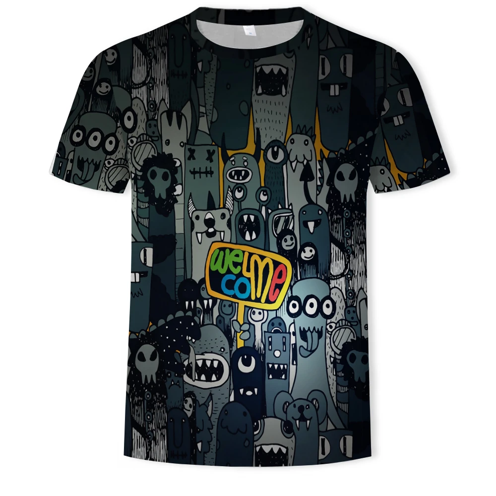 

Poster pattern 3D printing fashion men and women couple short sleeve T-shirt soft material outdoor casual loose men's T-shirt