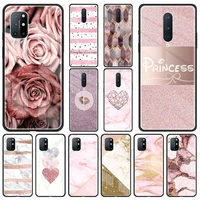 rose gold phink pattern tempered glass case for oneplus 7 7t 8 9 pro 8t 9r 8 nord 5g funda one plus z back cover phone coque bag