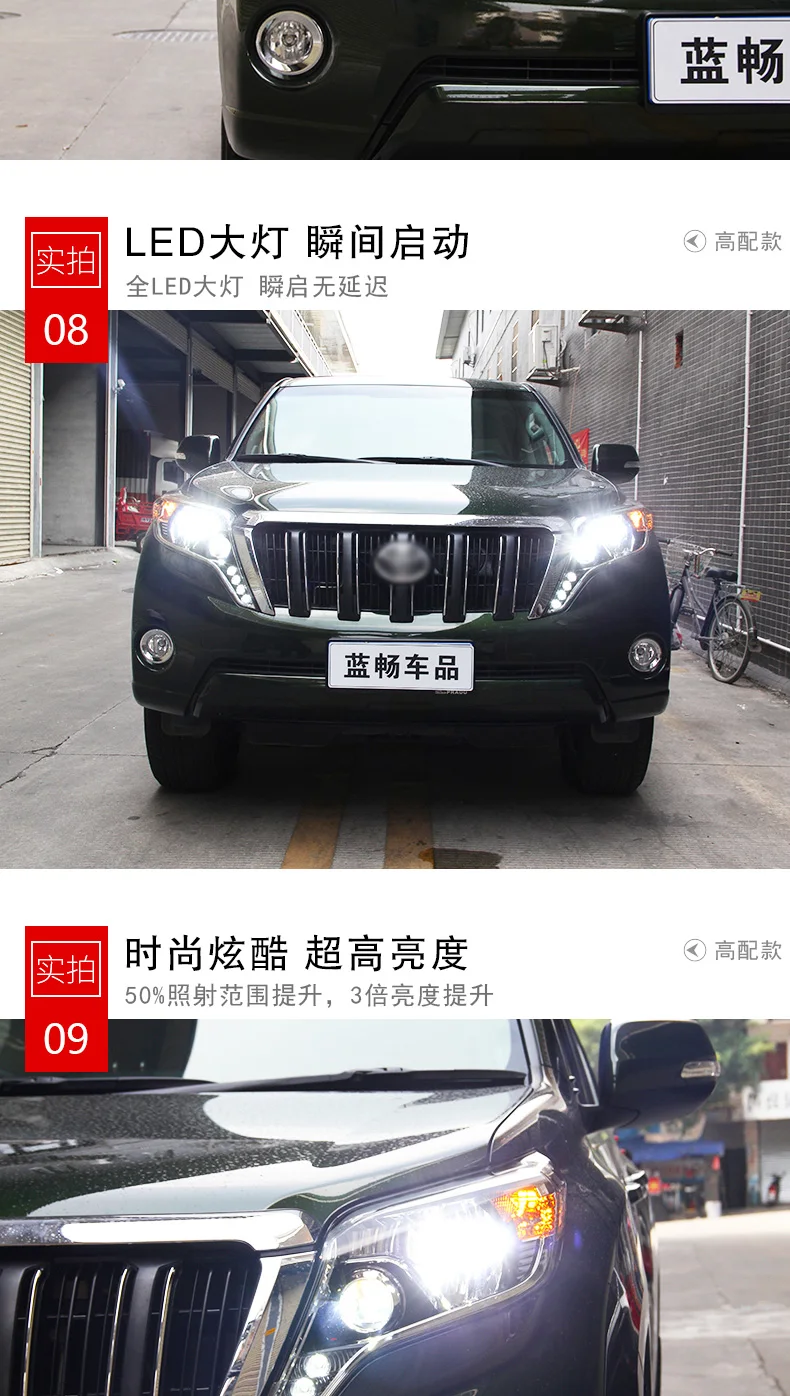 Автомобильный Стайлинг для Toyota- Prado светодиодный налобный фонарь светодиодный DRL Hid головной фонарь Ангел глаз биксенон двойной луч фары аксессуары