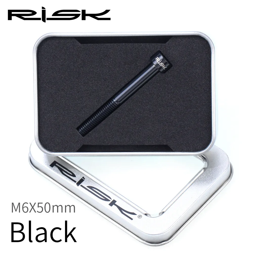 Black M6x50mm Риска Титан Ti велосипед Aheadset гарнитура стволовых Топ Кепки Крышка для мотоциклов болт гайка Звездочка болты с шестигранной головкой M6x30mm 35 мм 40 мм 50 мм - Цвет: Black M6x50mm