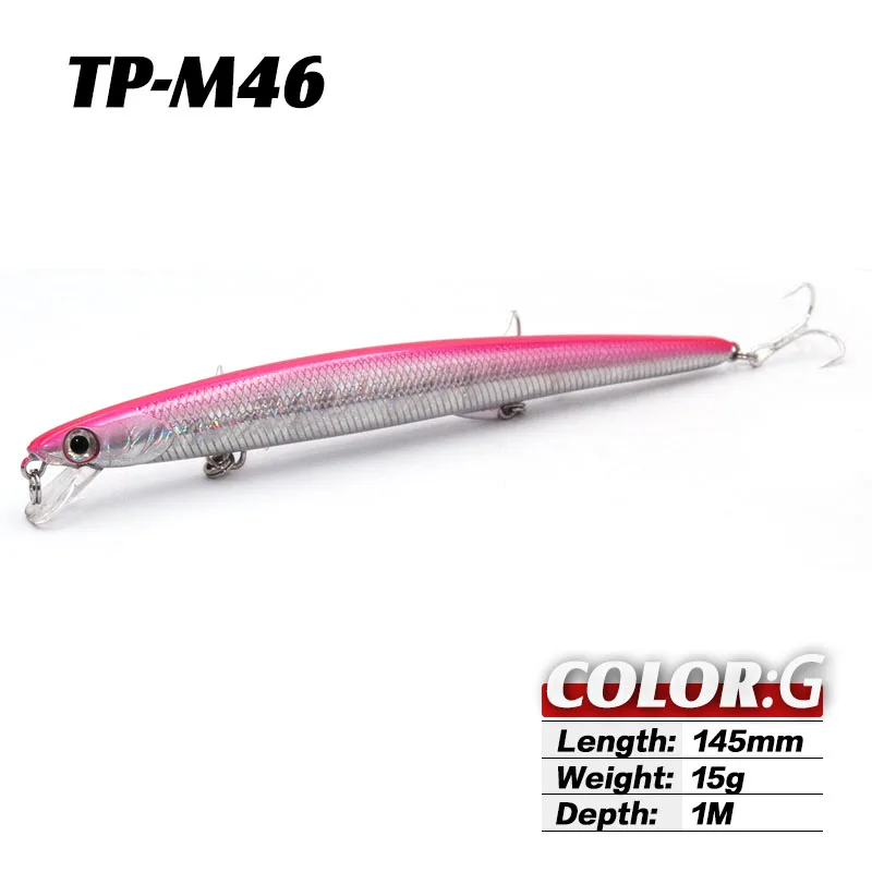 G TacklePRO M46 гольян плавающий 145 мм/15 г морская Рыбная приманка вобблер лазер большая блесна жесткая приманка кренкбейты Isca искусственные приманки - Цвет: G