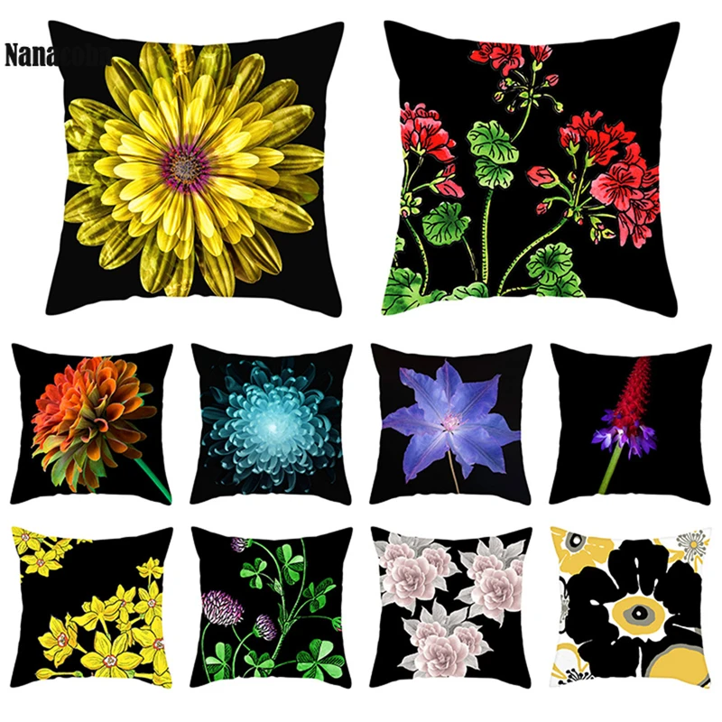 Наволочки с цветущими черными растениями наволочки для подушек чехол спальни