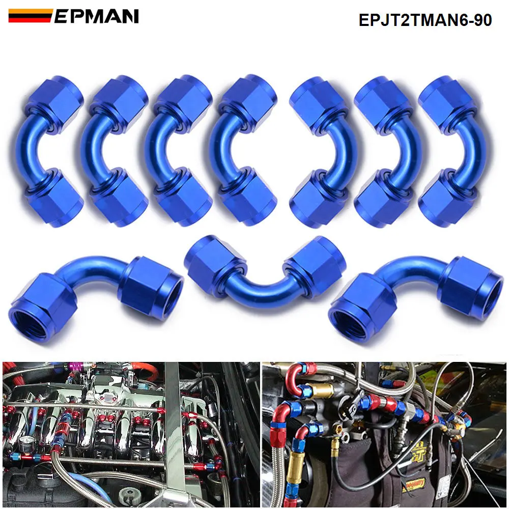 

EPMAN 10 шт. AN-6 AN6 90 градусов Поворотный Женский к женскому переходник для соединения клеш фитинги для топлива
