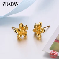 zdadan 925 sterling silver 18k gold flower studs earrings for women fashion wedding jewelry accessories wholesale