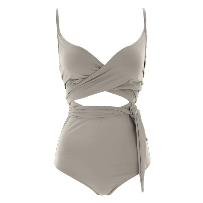 

2021 New Summer Korean Style Solid High Waist One-piece Swimsuit Sexy Monokini Beach Bathing Suit Bandage Swimwear