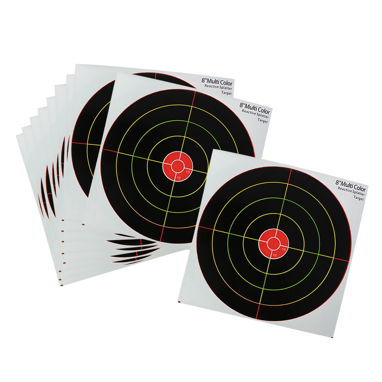 

10pcs Paper Target Stickers Adhesive Reactivity Shoot Targets Outdoor Shooting Practice Hunting Training 8*8inch Shot Target