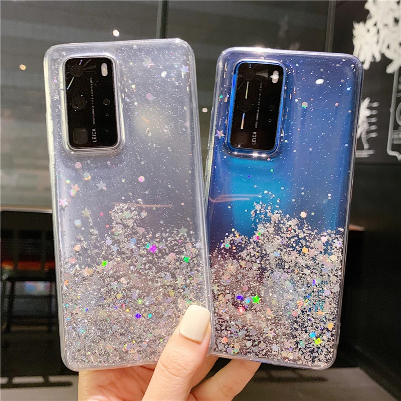 Блестящий Мягкий Прозрачный чехол из ТПУ для Samsung S20 S10 S9 S8 Plus Note 10 Lite A01 A10 A40 A50 A30S A70