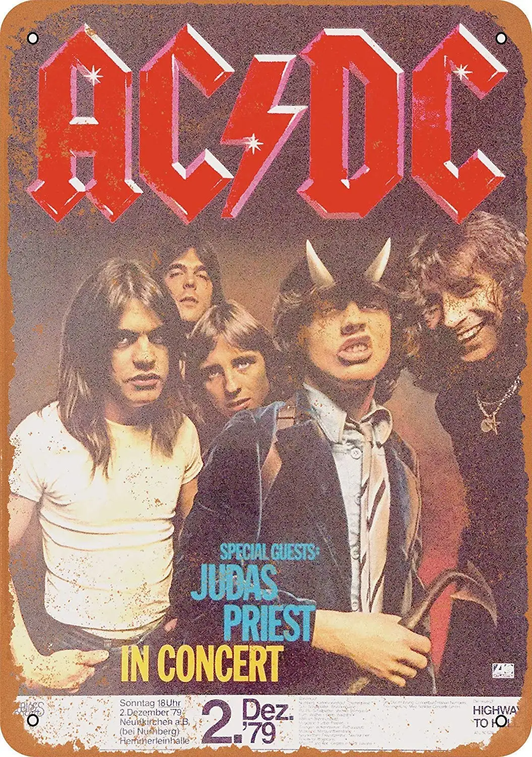 

Isaric жестяной знак 1979 AC/DC в Германии-винтажный металлический знак 8x12 дюймов