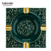 lubinski luxury ceramic outdoor use carving cigar ashtray 4 rest cigars holder with gift box