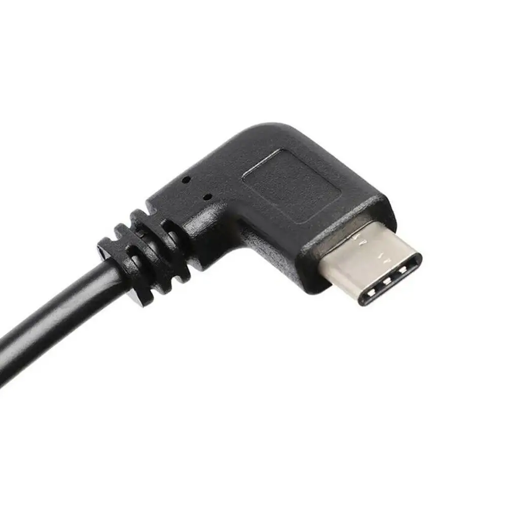 Micro USB to Type C Micro USB3.1 Data Cable 90 Degree Cord Angle OTG 1ft Right Cable Black