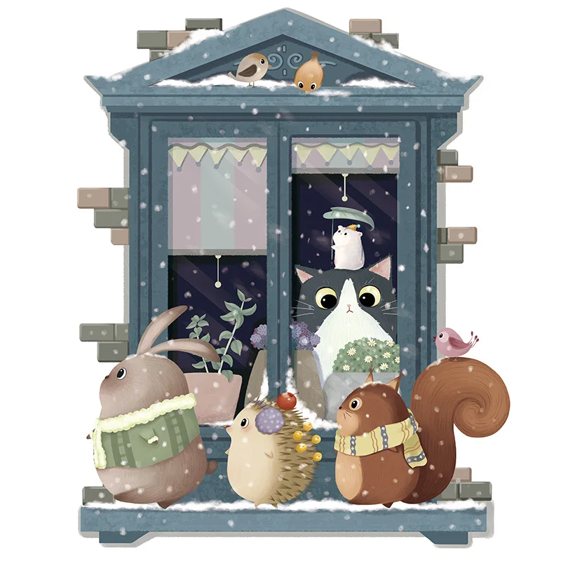 

Nordic Animal Pattern Wall Stickers Home Decor Kids Room Living Room Sofa Backdrop Decal Mural Removable Cartoon Room Decoration