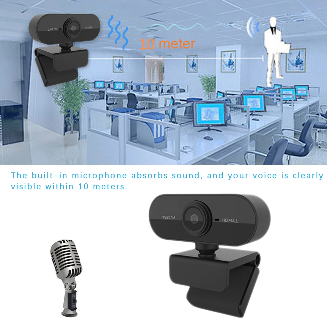 1080P Full HD Web Camera With Microphone Webcam USB Plug Cam For PC Computer Mac Laptop Desktop YouTube Skype Mini | Компьютеры и офис