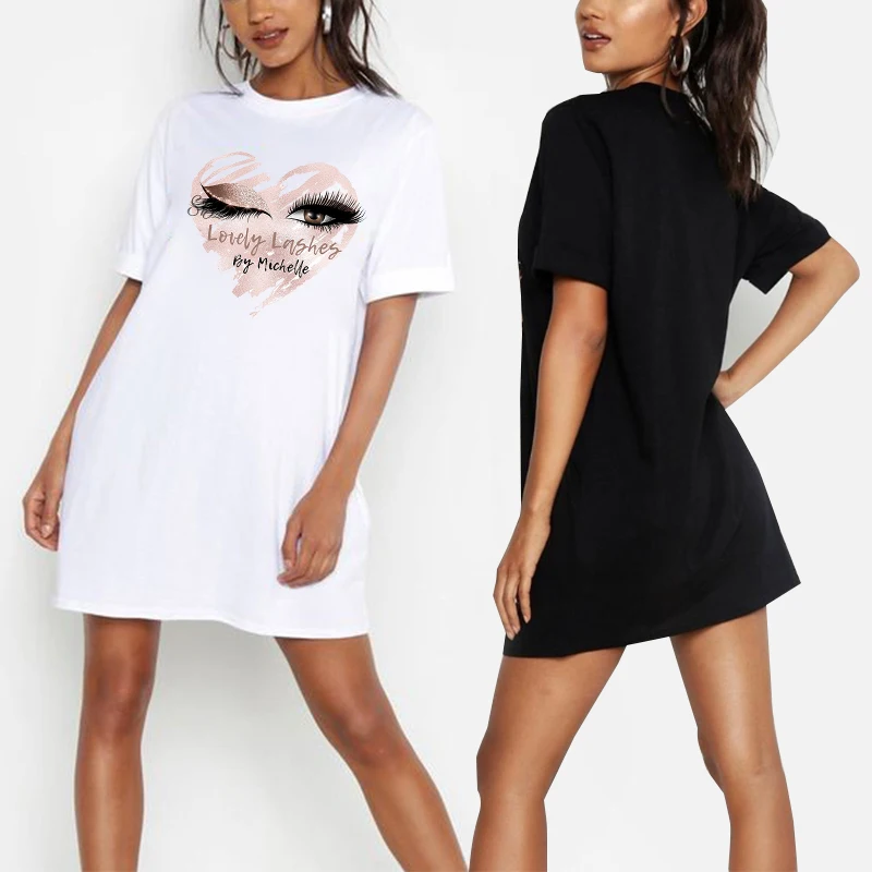 

Dresses Women Harajuku Girls Love Bright Eyes Print O Neck Femme Robe Vestidos Summer Short Sleeve Casual Party Club Plus Size