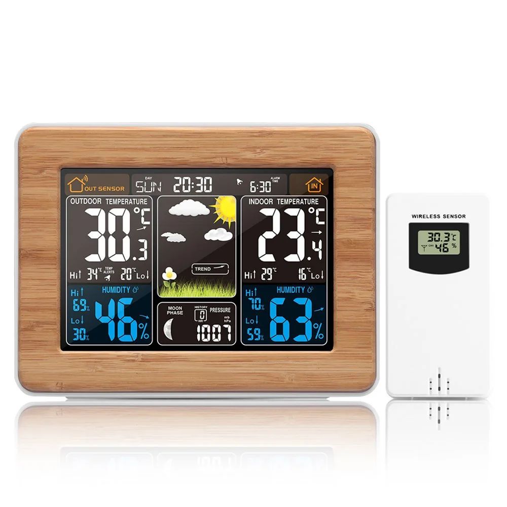 

FanJu Digital Weather Station Alarm Clock Electronic Thermometer Hygrometer Barometer Wireless Outdoor Sensor Home Decor FJ3365