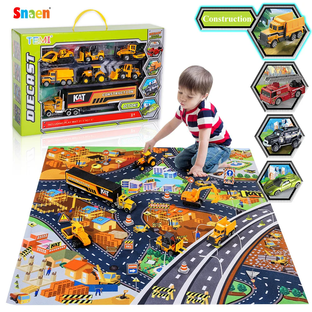 Отлитый под давлением инженерный трактор игрушечный автомобиль 3 полицейский и