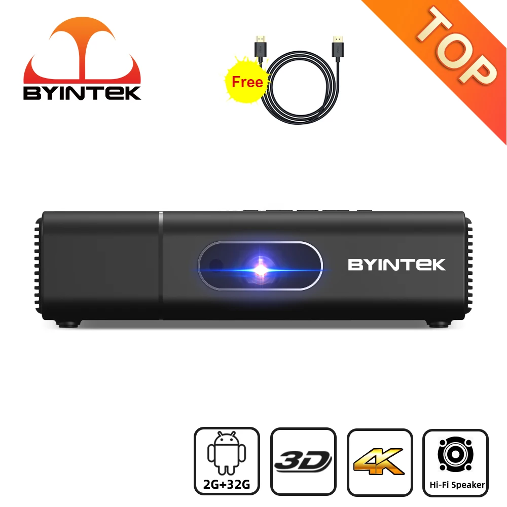 

Видеопроектор BYINTEK U30 Pro, Full HD 1080P, 3D, Android, портативный мини-проектор 300 дюймов, проектор для смартфона, кинотеатр 4K