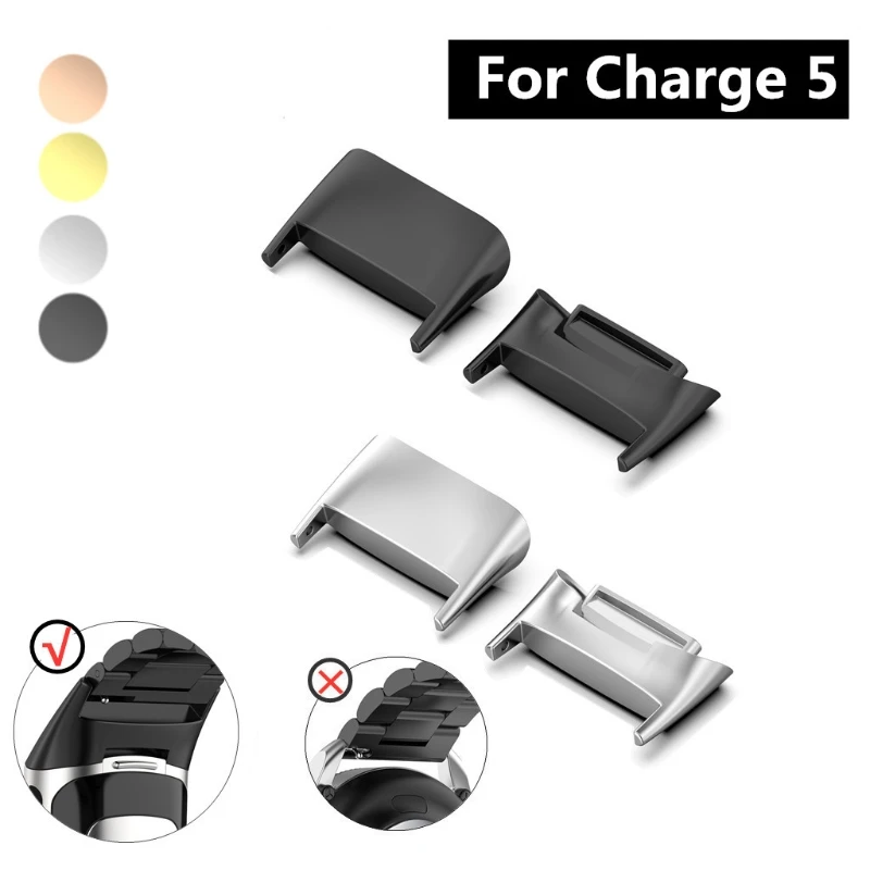 

1 pair Watch Strap Connector Adapter Replace Metal Link Attachment Compatible for -Fitbit charge 5 Bracelet