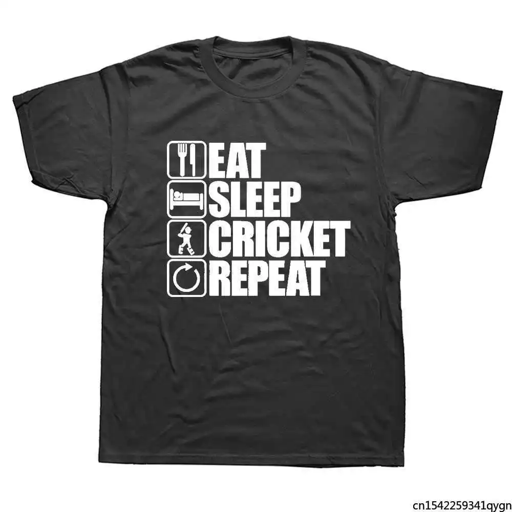 

Eat Sleep Cricket T Shirts Man Short Sleeve Cool Player Cricket T-shirt Men Funny Gift Tops
