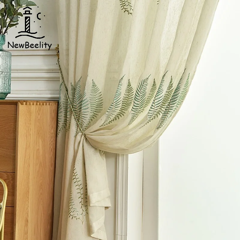 Скандинавские шторы для гостиной столовой спальни свежая льняная ткань зеленые