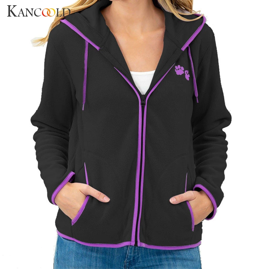 KANCOOLD пальто для женщин модные топы молния Кот отпечаток когтя с длинными