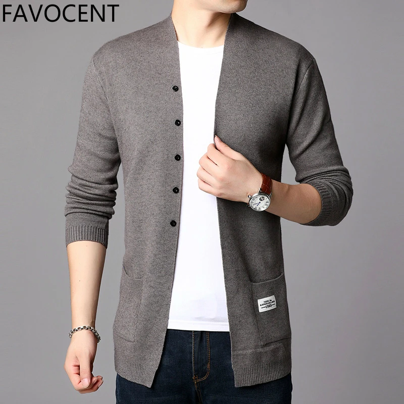 

FAKUNTN 2021 Fashion Mens Cardigan Jackets Coats Streetwear Trend Windbreaker Autumn Overcoat Casual Sweater Jacket Men Clothing