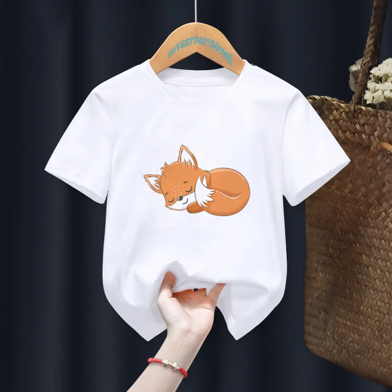 Camiseta para ni&ntilde;os de dibujos animados, camiseta blanca para ni&ntilde;os, animales, ardilla, regalo de verano-4