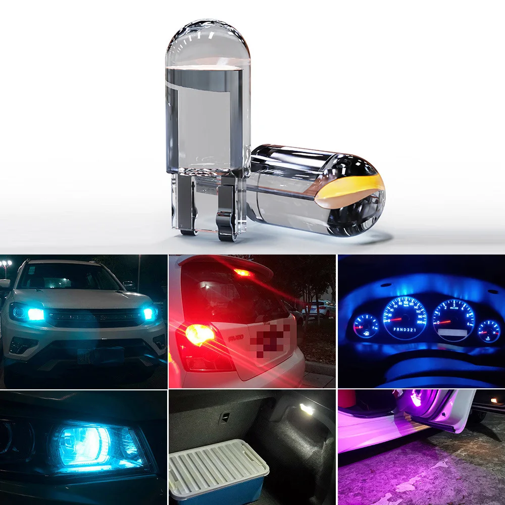

10 шт., Автомобильные светодиодные лампы для стояночного фонаря T10 W5W WY5W 168 501 2825 COB 12 В
