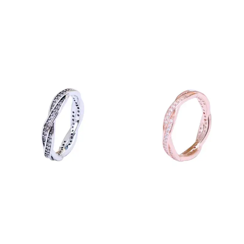 

S925 sterling silver ring of fortune brilliant braided pan ring