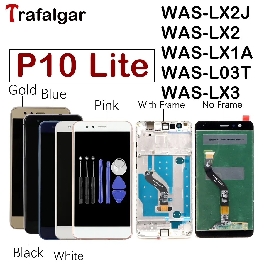 Для huawei P10 Lite ЖК-дисплей сенсорный экран дигитайзер для huawei P10 Lite ЖК-дисплей с рамкой P10Lite экран был LX2J LX2 LX1A LX3
