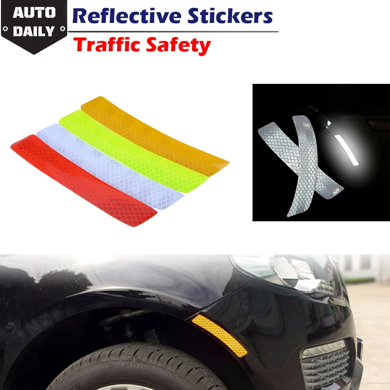 

1Pair Car Reflective Warning Tape Wheel Brow Rear Bumper Decals Anti-collision Stickers Car Body Decorative Accessories