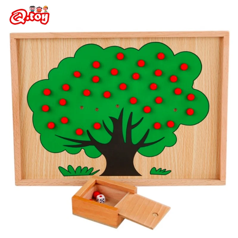 

Wooden Montessori Toys Math Toy Counting Apples Geometric Game Teaching Aids Toy Apple Trees Preschool Educational Interactive