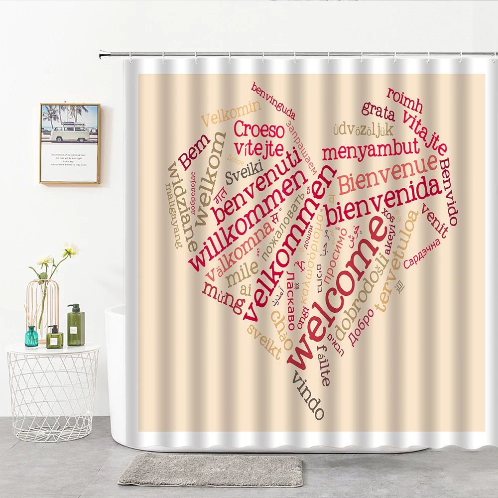 

Color Letter Shower Curtain Fabric Decor Curtains For Bathroom Living Room Office Dining Room Wall Hanging Cloth Bath Supplies